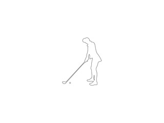 Woman Golfer Outline Icon on white background