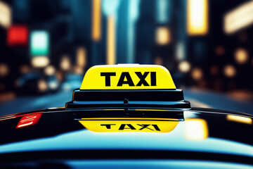 Taxi Schild auf Autodach in der Stadt close up als  Hintergrund