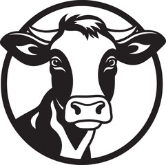 Vector Dairy Cow Logo Black for Social Media Dairy Cow Logo Icon Black Vector for Print