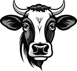 Dairy Cow Logo Icon Black Vector for Print Dairy Cow Black Vector Logo for Print