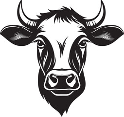 Dairy Cow Black Vector Logo for Entertainment Business Black Dairy Cow Logo Vector for Entertainment Business