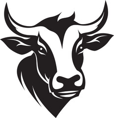 Dairy Cow Logo Icon Black Vector for Tech Business Dairy Cow Black Vector Logo for Tech Business