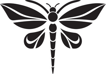 Illuminated Insect Icon Black Vector Ethereal Dragonfly Silhouette