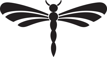Winged Wonders Black Vector Icon Shadowed Elegance Dragonfly Emblem