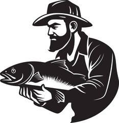 Fisherman Logo with Metallic Color A Luxurious and Sophisticated Design Fisherman Logo with Grunge Texture A Rusted and Vintage Design