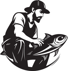 Fishermans Bounty Logo Symbol of Abundance, Harvest, and Celebration Fishermans Spirit Logo Symbol of Strength, Resilience, and Overcoming Challenges