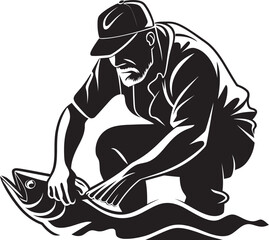 Fisherman Logo with Outline Simple and Elegant Fisherman Logo with Solid Color Bold and Impactful