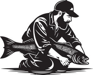 Fisherman Logo Symbol of the American Spirit Fisherman Logo Celebrating the Heritage of Fishing