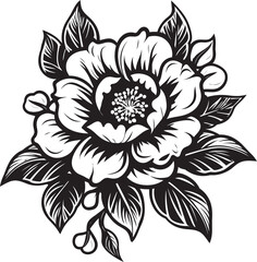 Black and White Floral Icon Minimalist Floral Icon