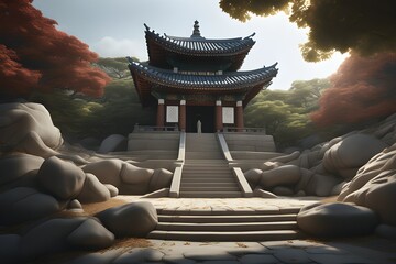 The scenery of temple in asia. Generative AI
