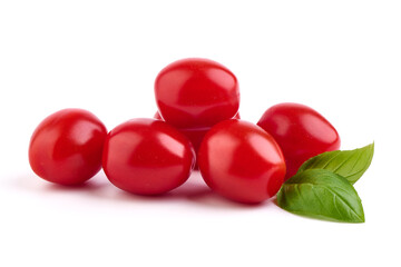 Fresh cherry tomatoes, isolated on white background.
