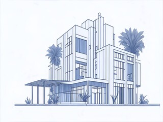 Naklejka premium Ffactory blueprint drawing. AI generated illustration
