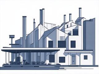 Ffactory blueprint drawing. AI generated illustration