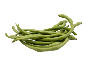 Home organic green Long bean isolated on white background with clipping path.