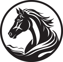 Steed Silhouette Majesty Minimalist Emblem Wildlifes Grace in Simplicity Vector Horse