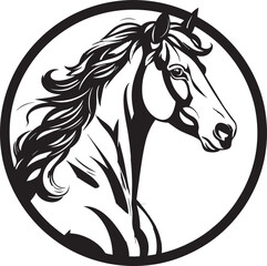Regal Horse Majesty Emblematic Logo Simplistic Beauty in Black Equestrian Icon