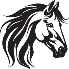 Elegant Horse Silhouette Monochrome Icon Emblem of Strength Black Equine Logo