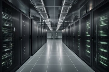 A room filled with servers in a data center. Generative AI