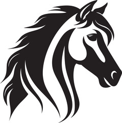 Iconic Stallion Majesty Monochrome Design Galloping Freedom Black Horse Emblem