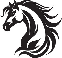 Galloping Freedom Black Horse Emblem Emblematic Equine Excellence Logo Symbol