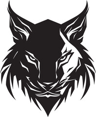 Lynx Majesty in Monochrome Logo Design Safari Sentinel in Black and White Emblematic Art
