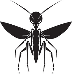 Regal Mantis Silhouette Black Icon Minimalistic Predator Art Monochrome Emblem