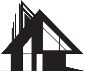 Contemporary Home Icon Black Real Estate Emblem Sleek Villa Silhouette Iconic Property Design