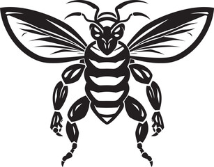 Elegant Hive Protector Monochromatic Vector Stinger Sentinel Hornet Emblem Design