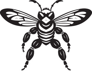 Regal Hornet Majesty Emblematic Logo Simplistic Beauty in Black Muscular Insect Icon