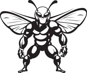 Serenity of the Hive Emblematic Hornet Logo Iconic Aggression in Black Monochrome Silhouette
