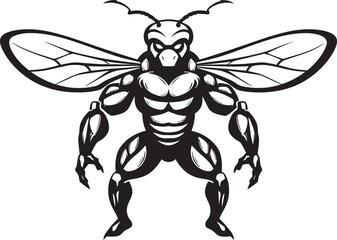 Iconic Aggression in Black Monochrome Silhouette Regal Hornet Majesty Vector Emblem Design