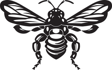 Stinger Sentinel in Monochrome Hornet Emblem Elegant Insect Excellence Emblematic Art Design