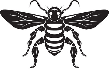 Hornet Emblem of Aggression Black Vector Mascot Mighty Silhouette Excellence Monochromatic Symbol