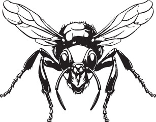 Insect Majesty in Black Hornet Symbol Iconic Hornet in Monochrome Vector Mascot Emblem