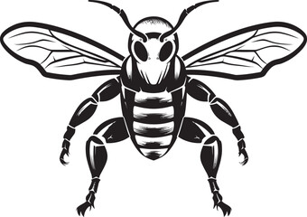 Powerful Hornet Profile Monochromatic Mascot Silhouette Insect Majesty in Black Hornet Symbol