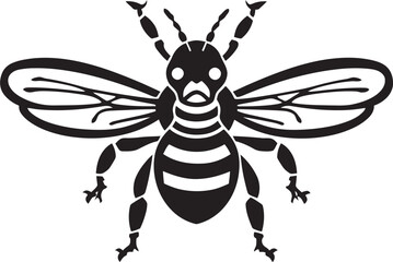 Iconic Hornet in Monochrome Vector Mascot Emblem Mighty Sting Muscular Hornet Logo