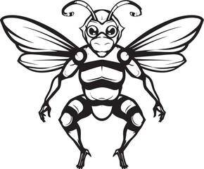 Obraz premium Minimalistic Predator Art Monochrome Emblem Icon of the Swarm Hornet Vector Logo