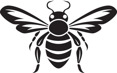 Iconic Hornet in Monochrome Vector Mascot Mighty Sting Muscular Hornet Logo