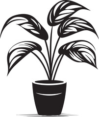 Emblematic Botanical Elegance Logo Design Regal Pot Silhouette Modern Black Icon
