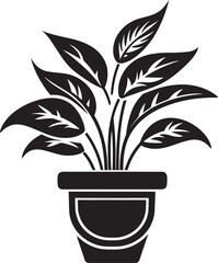 Noble Gardening Majesty Black Vector Emblem Natural Serenity Monochrome Plant Pot Symbol