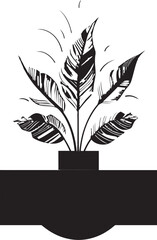 Minimalistic Garden Art Monochrome Pottery Emblem Icon of Growth Plant Pot Vector Logo