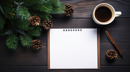 Obraz premium Blank paper page with christmas decorative background.