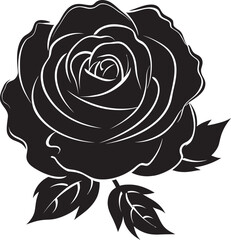 Botanical Beauty Iconic Monochromatic Rose Vector Floral Majesty Black Rose Logo Silhouette