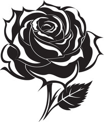 Floral Majesty Black Rose Logo Silhouette Symbol of Love Monochrome Rose Flower Icon
