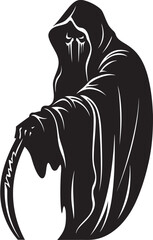 Emblem of the Abyss Minimalist Symbol Serenity in Monochrome Grim Reaper Design
