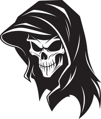 Eternal Journey Iconic Reaper Silhouette Embrace of the Unknown Monochrome Emblem Design