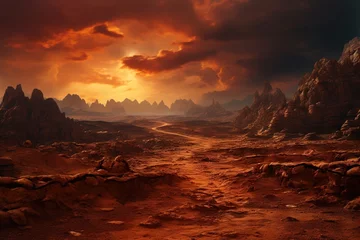 Foto op Canvas Paysage futuriste de Mars. IA générative, IA © Merilno