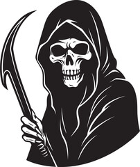 Majestic Reaper Majesty Emblematic Vector Icon Simplistic Harbinger of the Abyss Monochrome Reaper