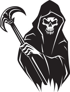 Icon of the Inevitable Monochromatic Symbol Reaper of Fate Black Logo Art
