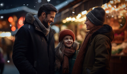 Fototapeta premium Couple in the street on Christmas night